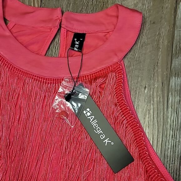 Allegra K Fringe Pink Bodysuit Women's Size Large - Picture 3 of 8